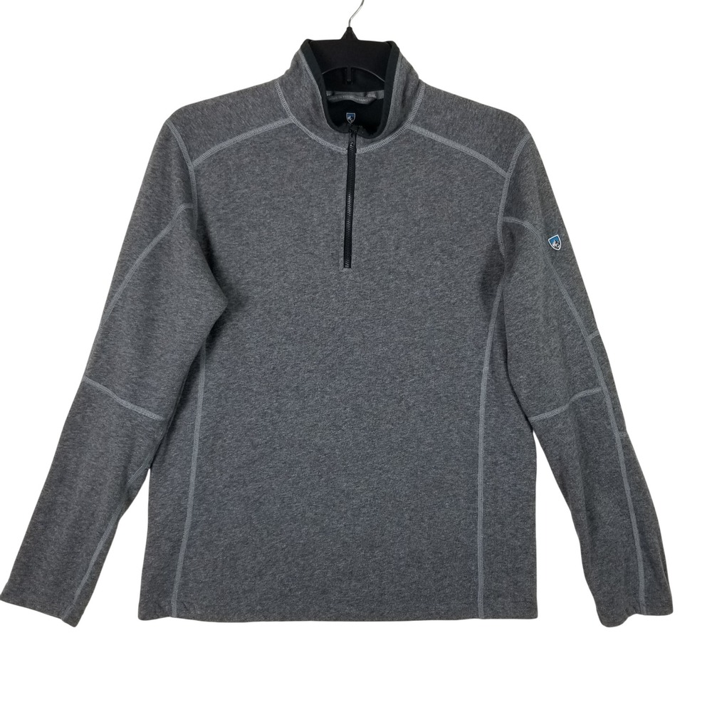 Kuhl Interceptr Quarter-Zip‎ Pullover Mens L Gray Alfpaca Gold Fleece Thumbhole